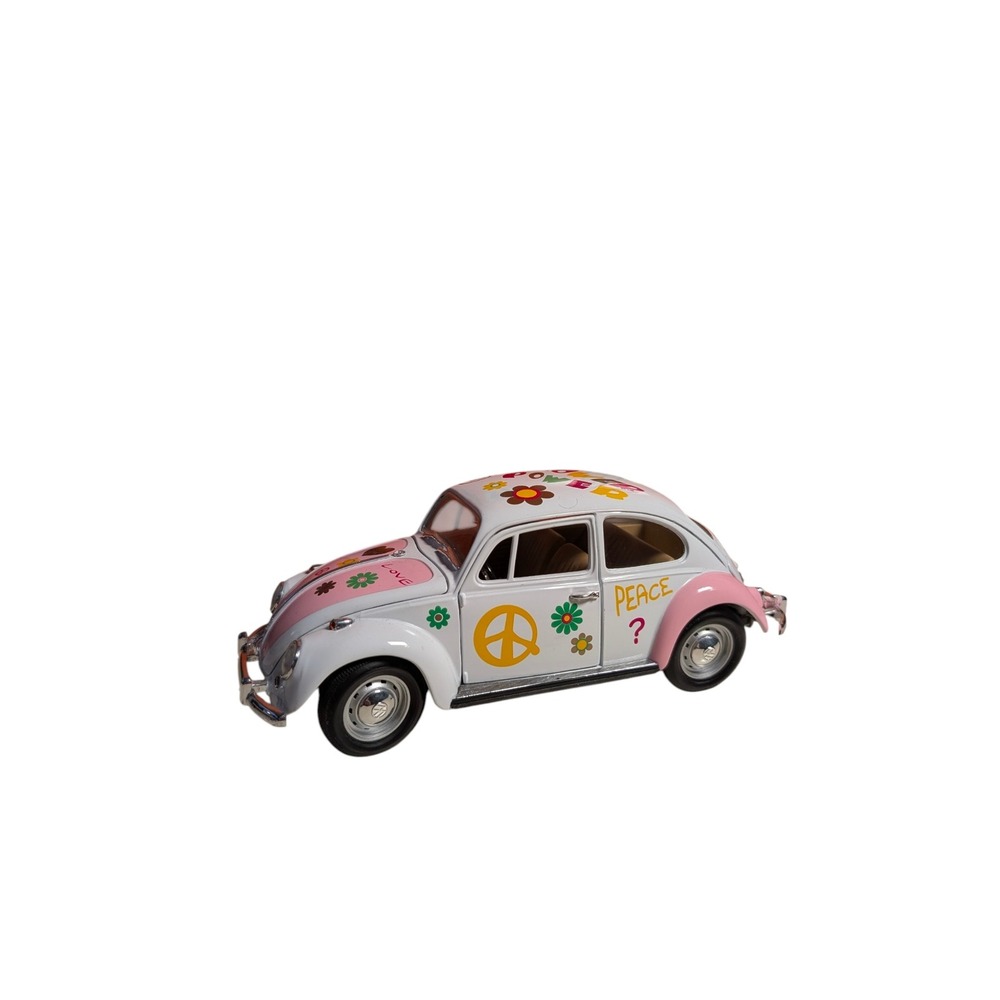 Road Legends Volkswagen Beetle 1967 Flower Power Diecast 1/18 White Pink 92078